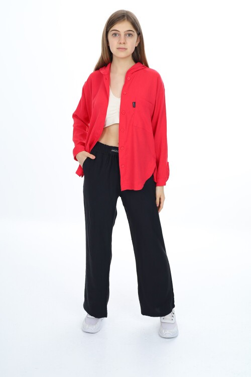 Kız Çocuk Kapüşonlu Gömlekli Takım Px309