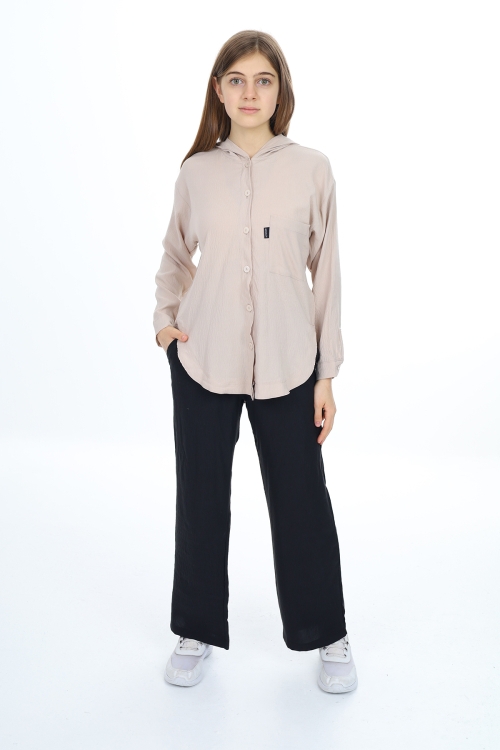 Kız Çocuk Kapüşonlu Gömlekli Takım Px309