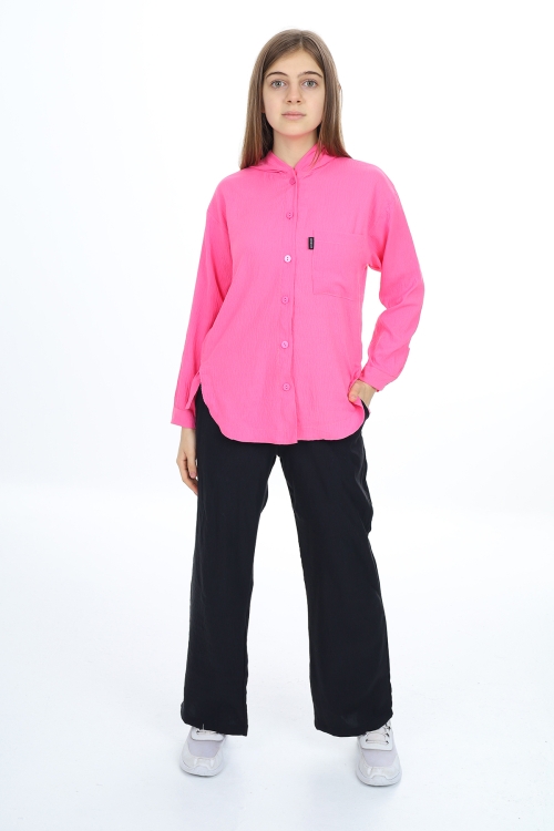 Kız Çocuk Kapüşonlu Gömlekli Takım Px309