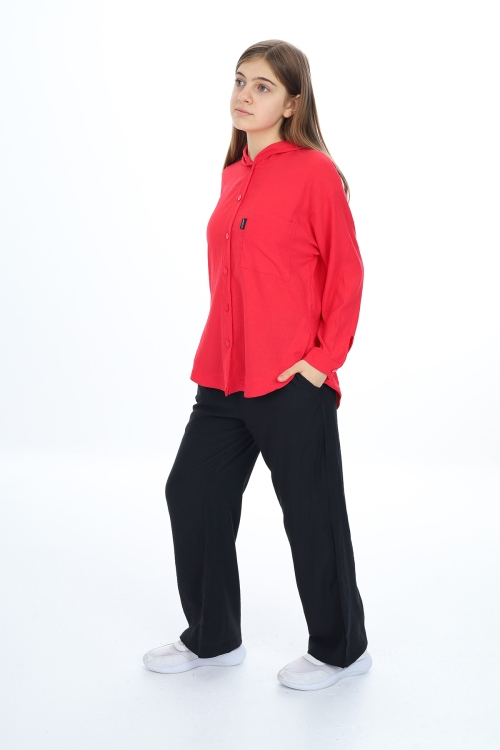 Kız Çocuk Kapüşonlu Gömlekli Takım Px309