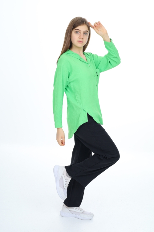 Kız Çocuk Kapüşonlu Gömlekli Takım Px309