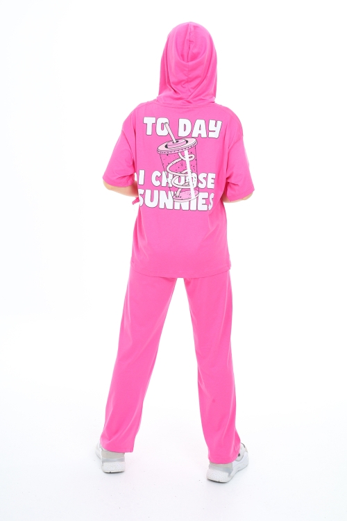 Kız Çocuk Kapüşonlu Alt-Üst Yazlık Takım 12153