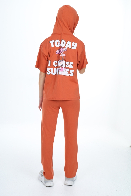 Kız Çocuk Kapüşonlu Alt-Üst Yazlık Takım 12153