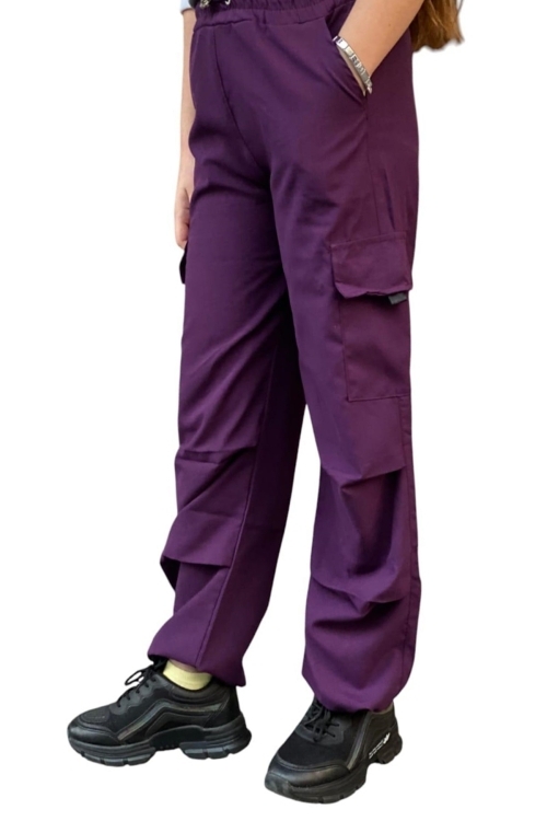 Kız Çocuk Kargo Cepli Paraşüt Pantolon 12133