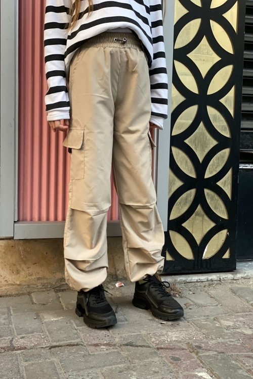 Kız Çocuk Kargo Cepli Paraşüt Pantolon 12158