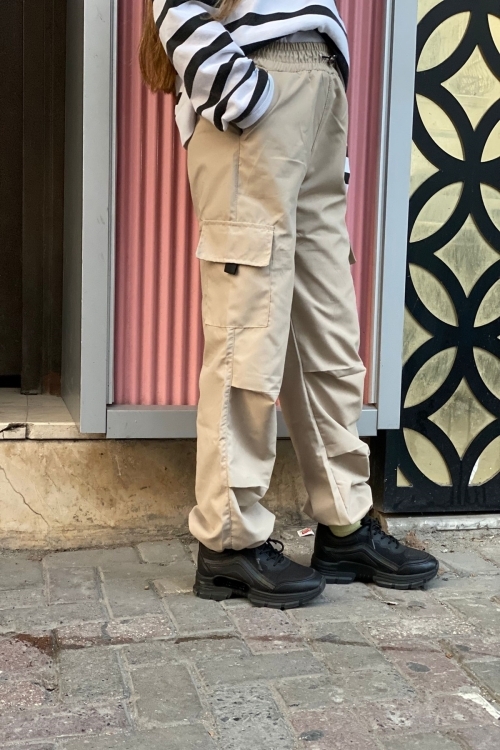 Kız Çocuk Kargo Cepli Paraşüt Pantolon 12158