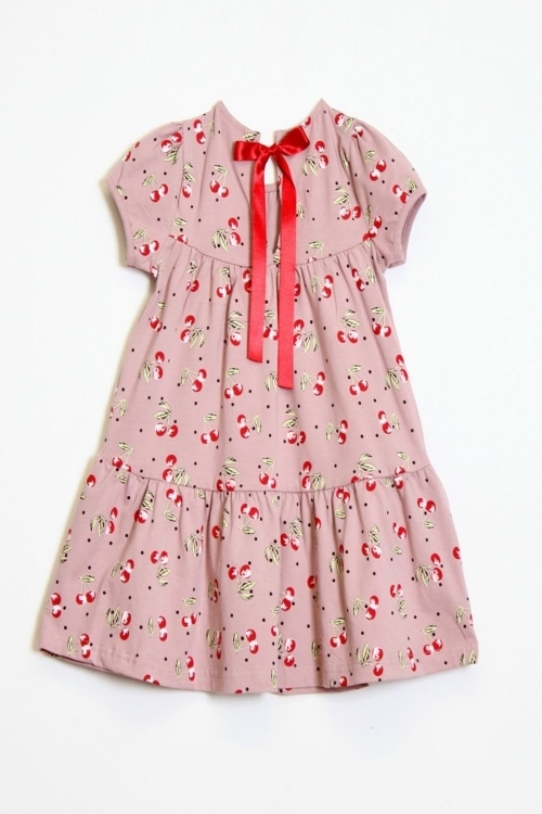 Kız Çocuk Kiraz Desenli Elbise 2-7 Yaş 12246