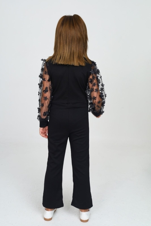 Kız Çocuk Kolları Tüllü Tulum Elbise 12131