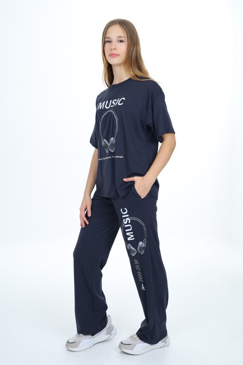 Kız Çocuk Music Baskılı Alt-Üst 2li Takım 12148