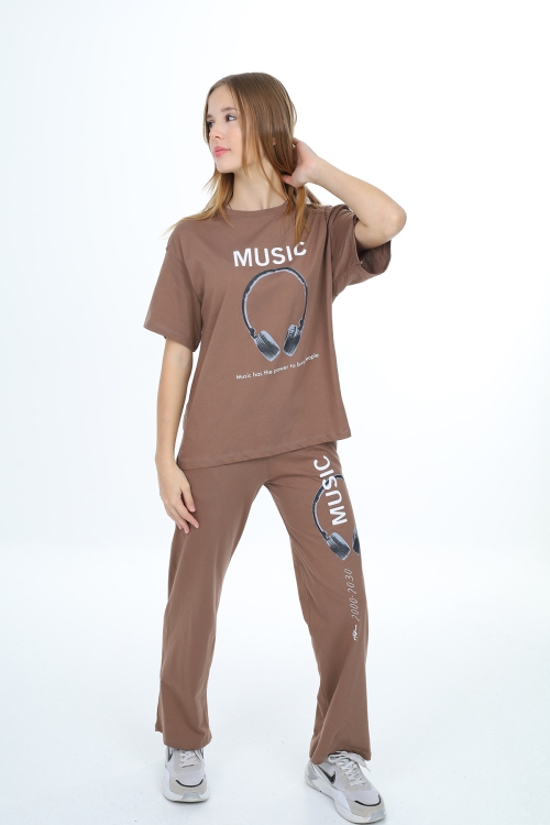 Kız Çocuk Music Baskılı Alt-Üst 2li Takım 12148