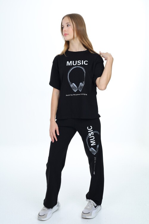 Kız Çocuk Music Baskılı Alt-Üst 2li Takım 12148