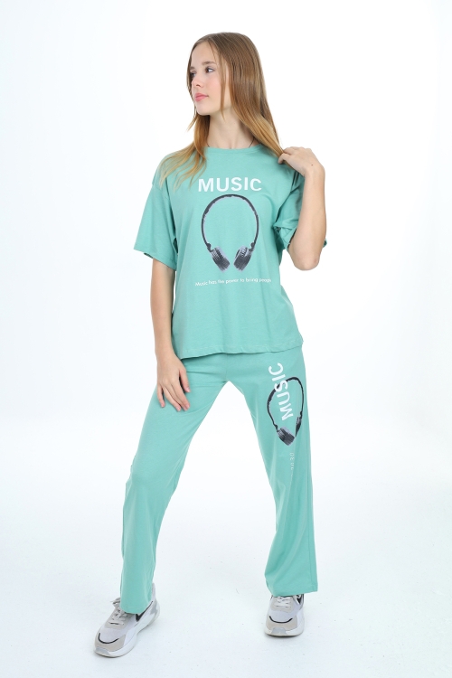 Kız Çocuk Music Baskılı Alt-Üst 2li Takım 12148