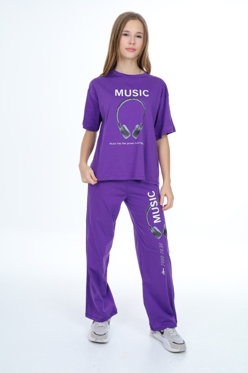 Kız Çocuk Music Baskılı Alt-Üst 2li Takım 12148