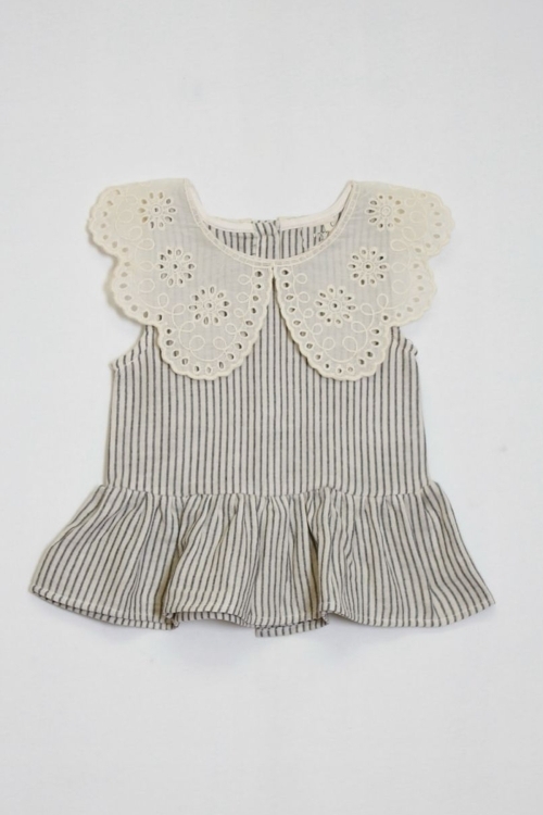 Kız Çocuk Müslin Kumaş Dantel Yakalı Takım Elbise 4-10 Yaş 12240