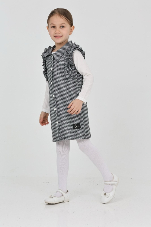 Kız Çocuk Omuz Fırfırlı 2li Elbise (Elbise+Bady Bluz)12181