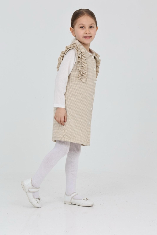 Kız Çocuk Omuz Fırfırlı 2li Elbise (Elbise+Bady Bluz)12181