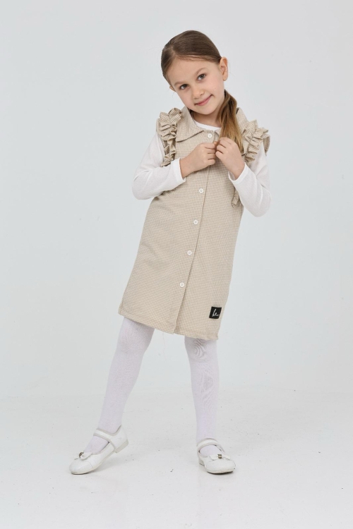 Kız Çocuk Omuz Fırfırlı 2li Elbise (Elbise+Bady Bluz)12181