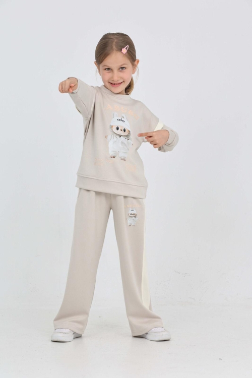 Kız Çocuk Oysho Kumaş Karakter Baskılı Geniş Paçalı Alt-Üst Takım 12306