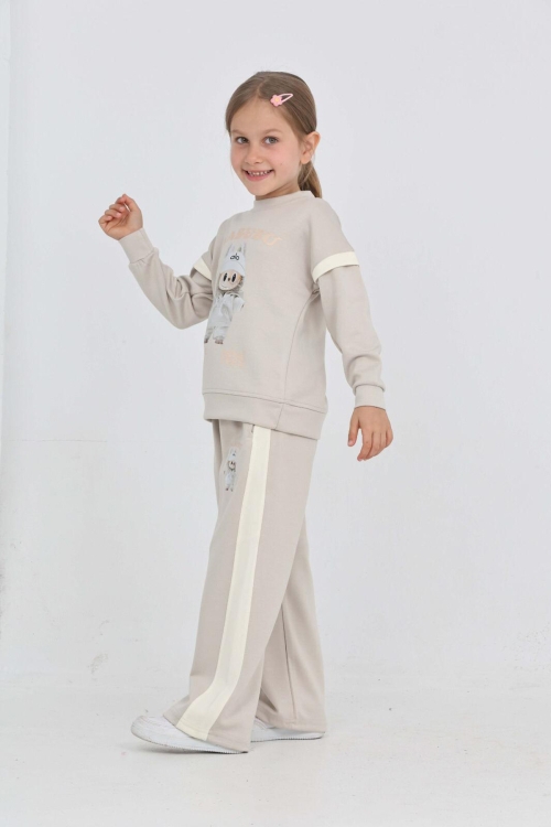 Kız Çocuk Oysho Kumaş Karakter Baskılı Geniş Paçalı Alt-Üst Takım 12306