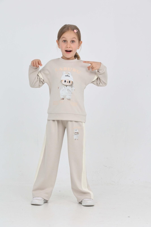 Kız Çocuk Oysho Kumaş Karakter Baskılı Geniş Paçalı Alt-Üst Takım 12306