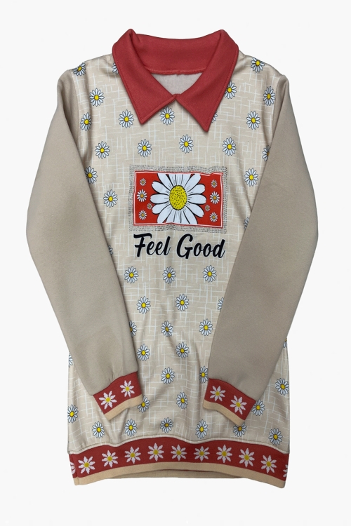 Kız Çocuk Papatya Baskılı Taş Süslemeli 3 İplik  Alt Üst Takım 12324