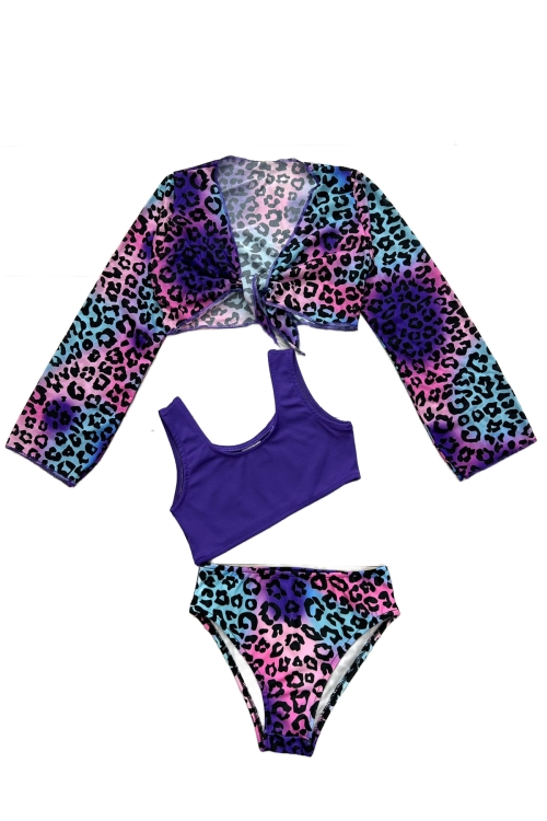 Kız Çocuk Pareolu 3lü Mayo Takımı (Alt+Üst+Pareo) 3-10 Yaş 12264