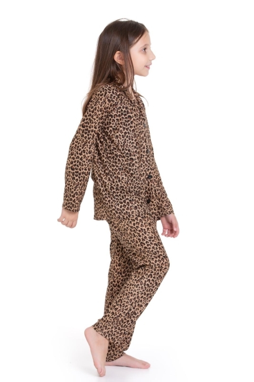 Kız Çocuk Rotasyon Desenli Pijama Takımı 12166