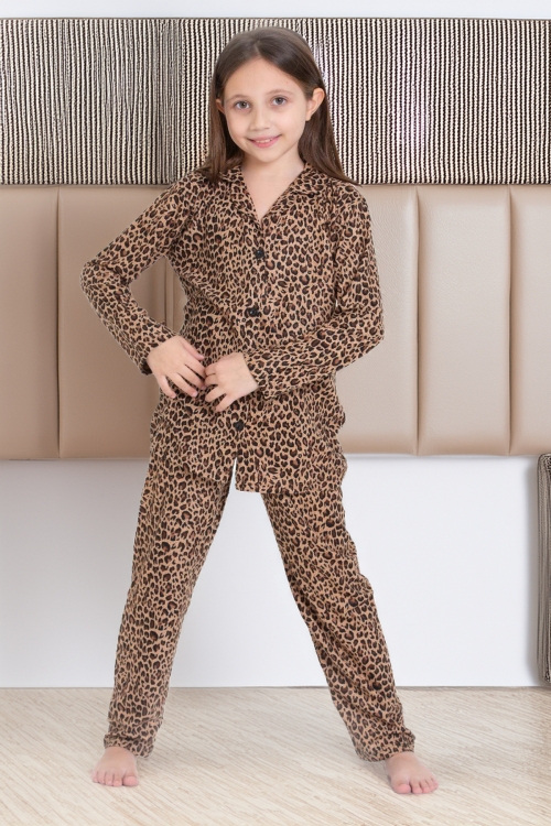 Kız Çocuk Rotasyon Desenli Pijama Takımı 12166