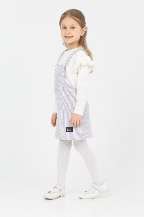 Kız Çocuk Salopet 2li Elbise (Salopet Elbise+Bady Bluz)12182