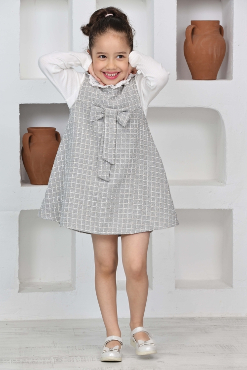 Kız Çocuk Şanel Kumaş 2li Elbise (Elbise+Bady Bluz)12174