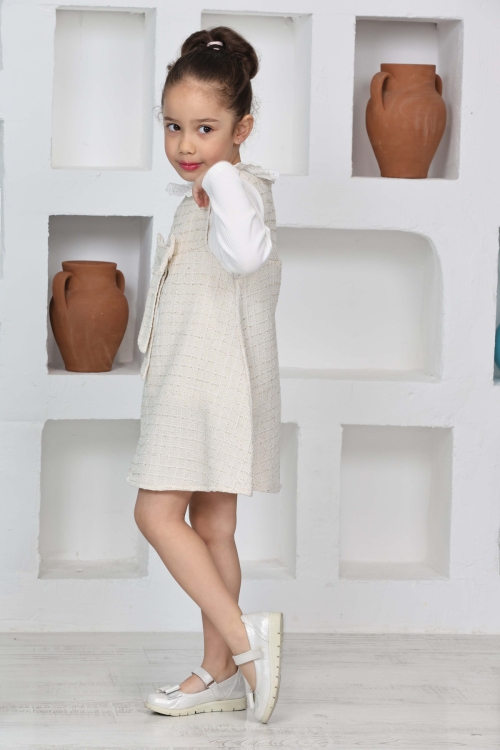 Kız Çocuk Şanel Kumaş 2li Elbise (Elbise+Bady Bluz)12174