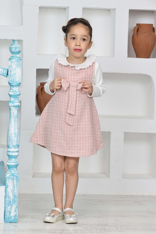 Kız Çocuk Şanel Kumaş 2li Elbise (Elbise+Bady Bluz)12174