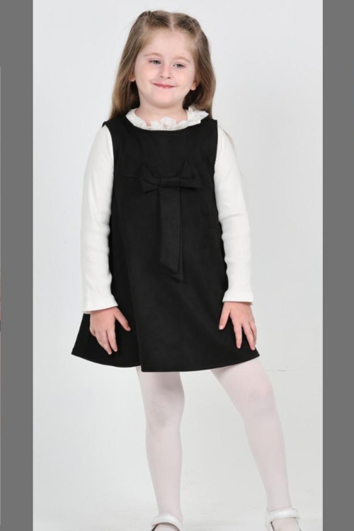 Kız Çocuk Süet Kumaş 2li Elbise (Elbise+Bady Bluz)12177