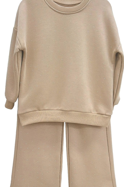 Kız Çocuk Taş Süslemeli Alt-Üst Takım-3 İplik 4-12 Yaş 12345