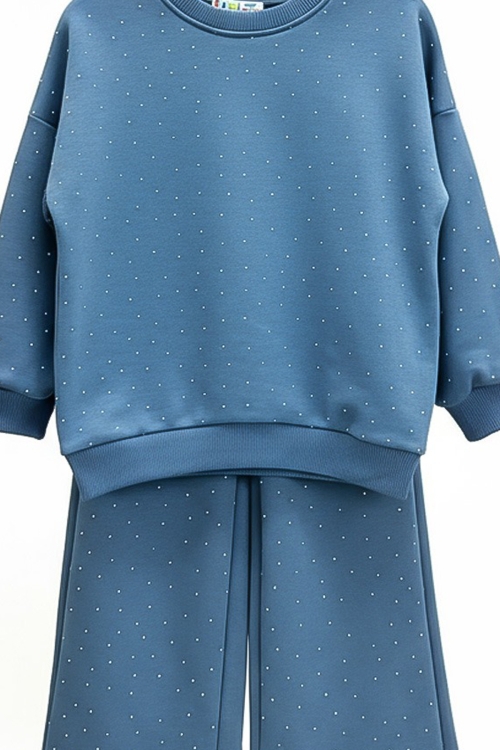 Kız Çocuk Taş Süslemeli Alt-Üst Takım-3 İplik 4-12 Yaş 12345