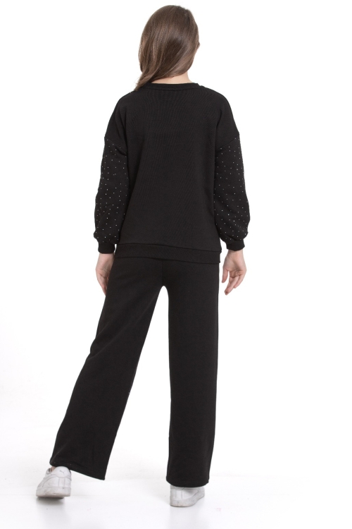 Kız Çocuk Taş Süslemeli Alt-Üst Takım-3 İplik 4-12 Yaş 12370