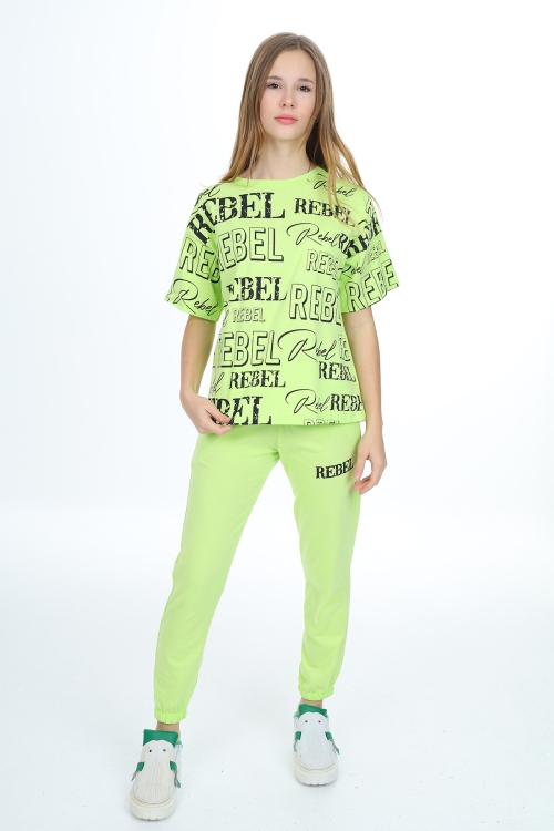 Kız Çocuk Yazı Baskılı Alt-Üst Takım 12155