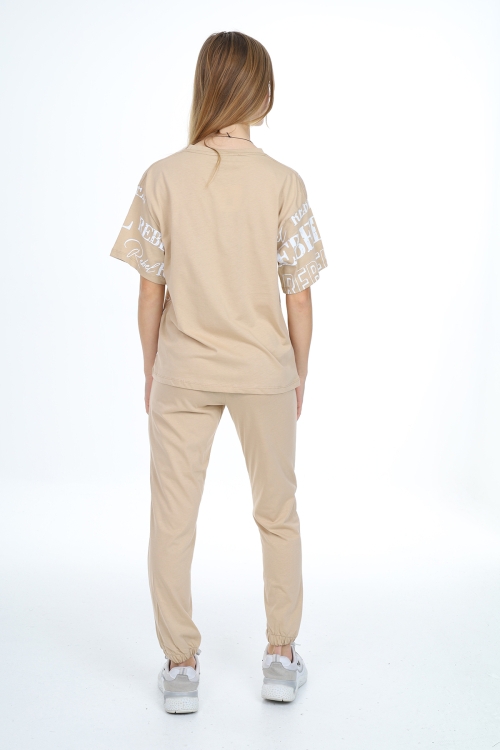 Kız Çocuk Yazı Baskılı Alt-Üst Takım 12155