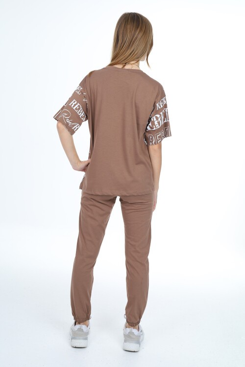 Kız Çocuk Yazı Baskılı Alt-Üst Takım 12155