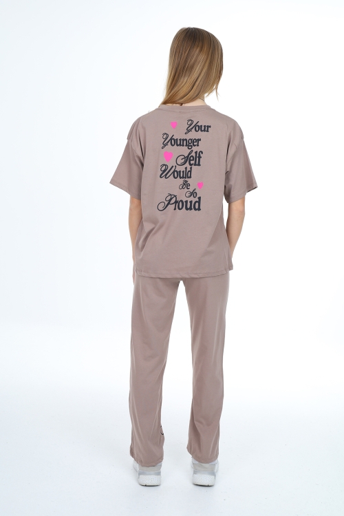 Kız Çocuk Yazı Baskılı Alt-Üst Takım 12150