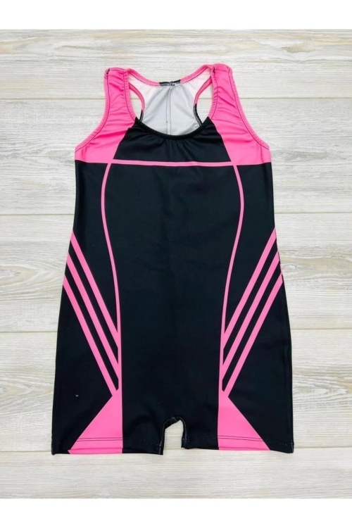 Kız Çocuk Yüzücü Şortlu Tek Parça Tulum Mayo Takımı 5-16 Yaş 12231