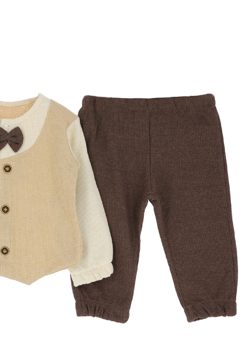 Erkek Bebek %100 Waffle Pamuk Kumaş 2li Takım - 6/24 Ay-12478