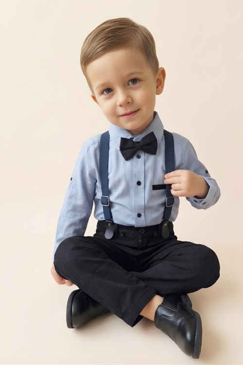 Erkek Bebek 4lü Takım Set (Pantolon+Gömlek+Askılı Kemer+Papyon) 12631
