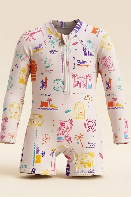 Erkek Bebek Tulum Mayo-Uzun Kollu ve Fermuarlı 9-24 Ay 12626B