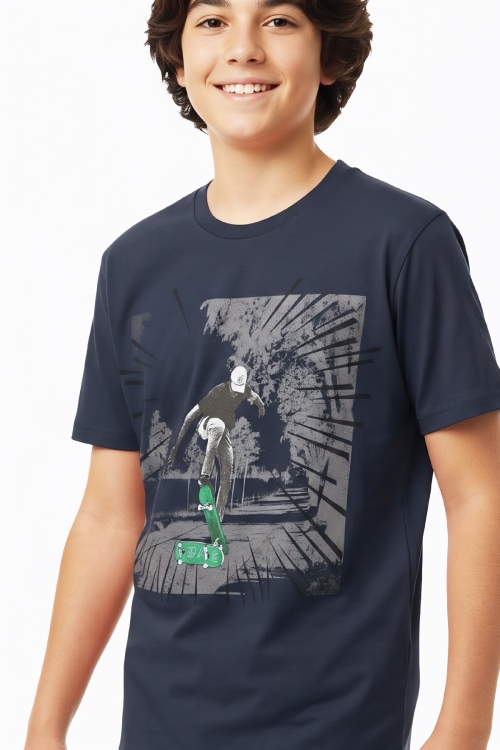 Erkek Çocuk %100 Pamuk T-Shirt-KayKay Baskılı-12-16 Yaş 12526