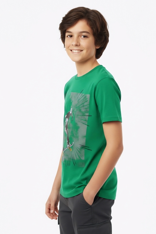 Erkek Çocuk %100 Pamuk T-Shirt-KayKay Baskılı-12-16 Yaş 12526