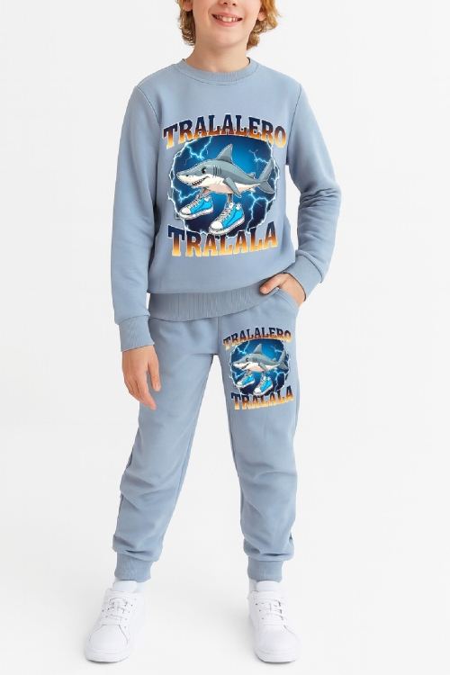 Erkek Çocuk 3 İplik Şardonlu Alt-Üst Takım Görsel Baskılı 3-10 Yaş 12412