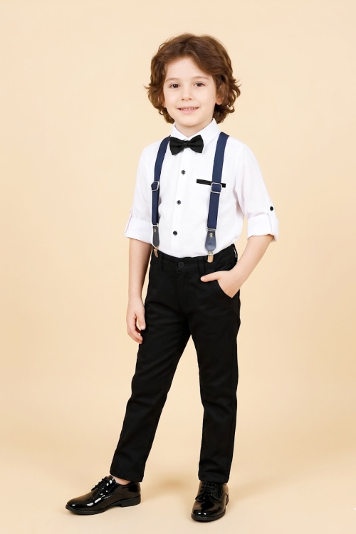 Erkek Çocuk 4lü Takım (Pantolon+Gömlek+Askılı Kemer+Papyon) 12664B