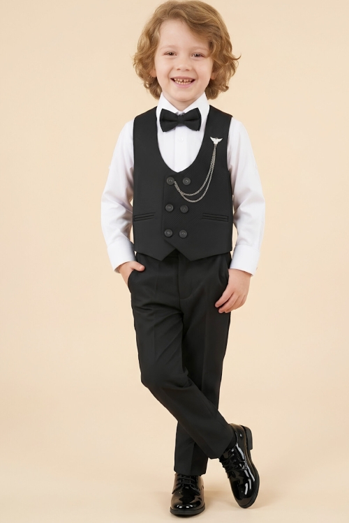 Erkek Çocuk 4lü Takım (Pantolon+Gömlek+Yelek+Papyon) 12663B
