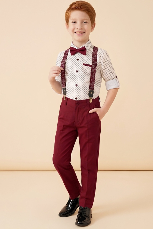 Erkek Çocuk 4lü Takım Set (Pantolon+Gömlek+Askılı Kemer+Papyon) 12660
